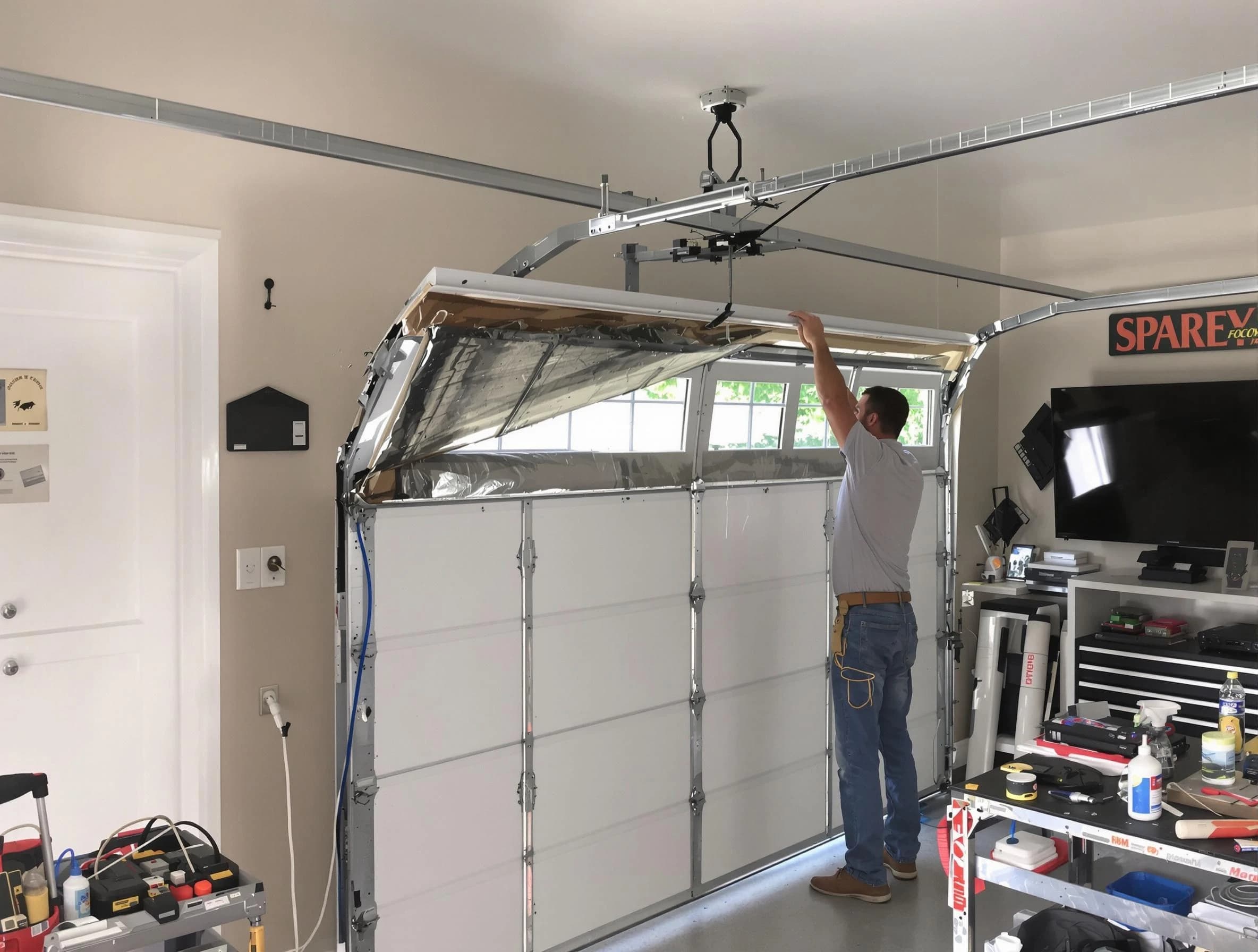Garage door section replacement by Adamsville Garage Door Repair in Adamsville
