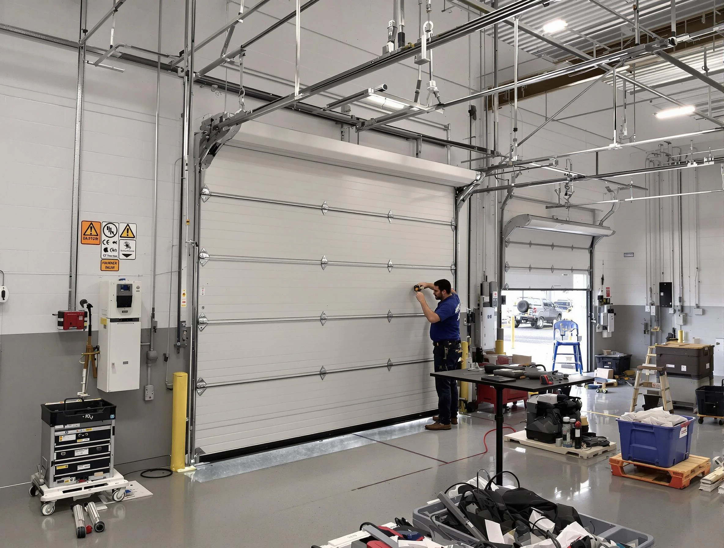 Commercial garage door repair being performed by Adamsville Garage Door Repair expert in Adamsville