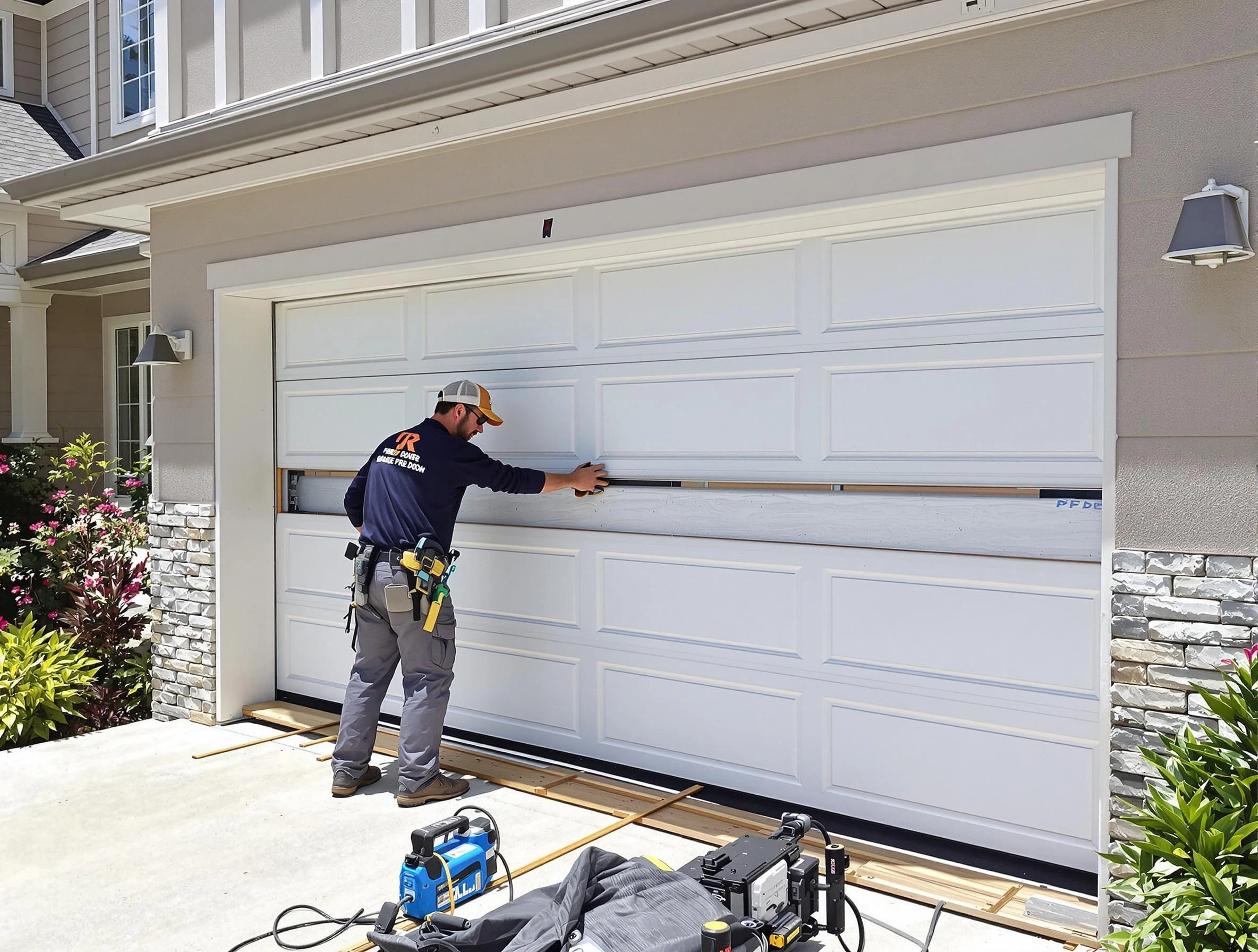 Adamsville Garage Door Repair team performing complete garage door replacement at Adamsville residence